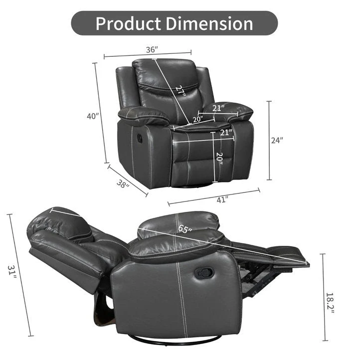 Recliner Rocking Chair With 360 Degree Swivel Recliner