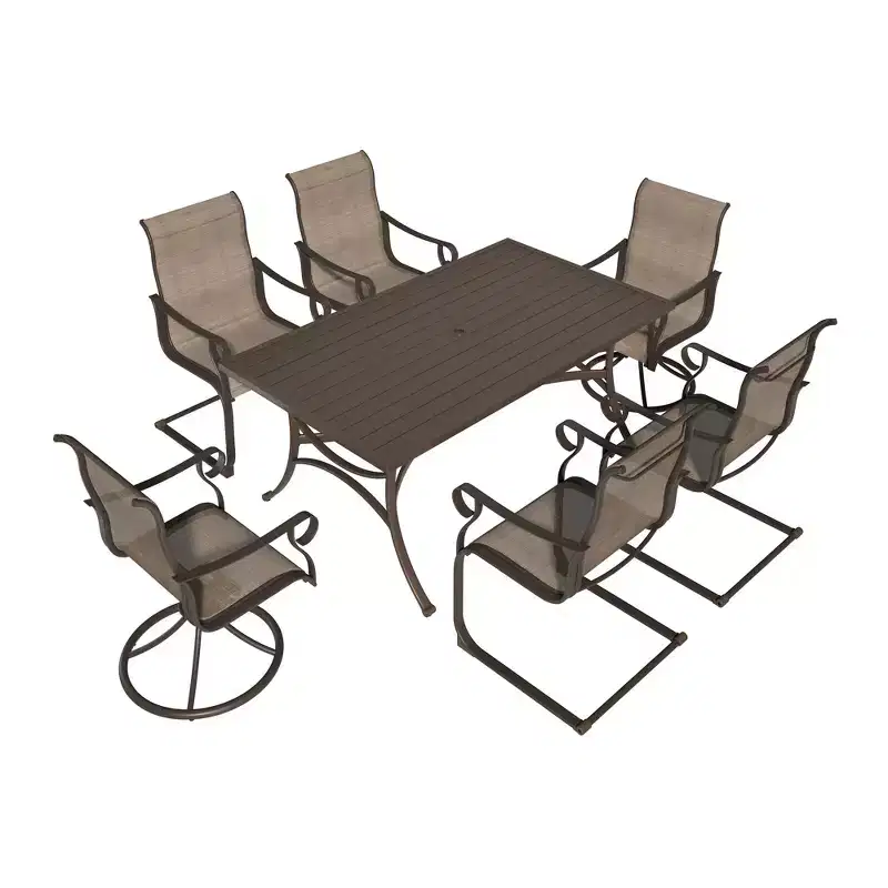 Mondawe 7-Piece Outdoor Steel Dining Set,With 1 Square Table & 6 Dining Chairs
