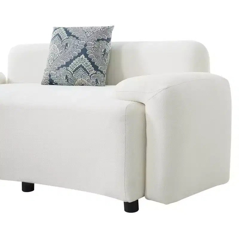 Christopher Knight Home Alvis Modern 122 Curved Fabric Upholstered 4-Seater Sofa Couch with 3 Pillows