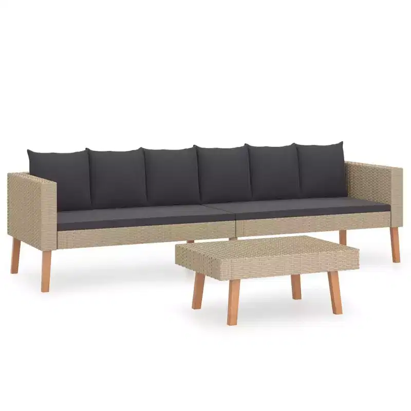 vidaXL Patio Sofa Set Sectional Sofa Outdoor with Cushions Poly Rattan