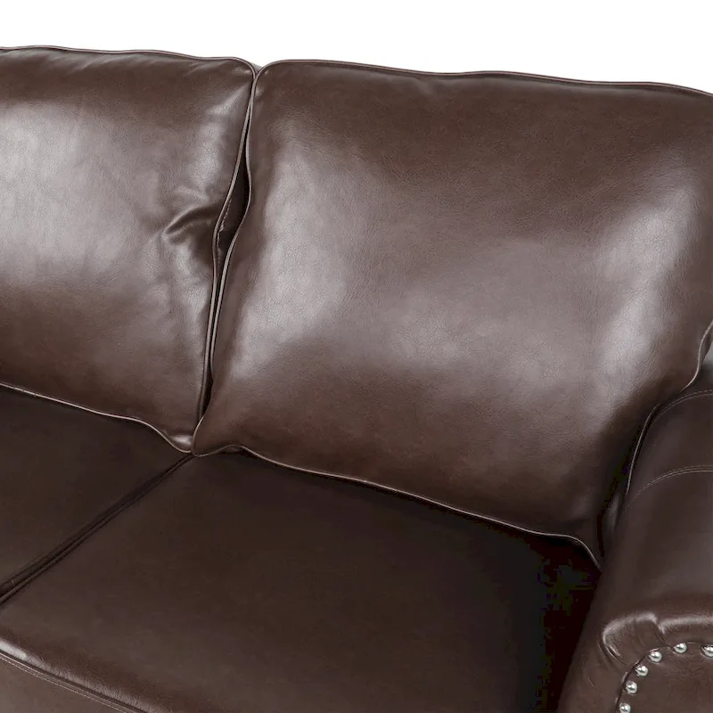 Lawton Faux Leather Loveseat with Nailhead Trim by Christopher Knight Home