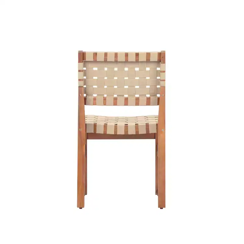 Christopher Knight Home Prasert Modern Acacia Wood Patio Side Chairs with PE Woven Rope (Set of 2)