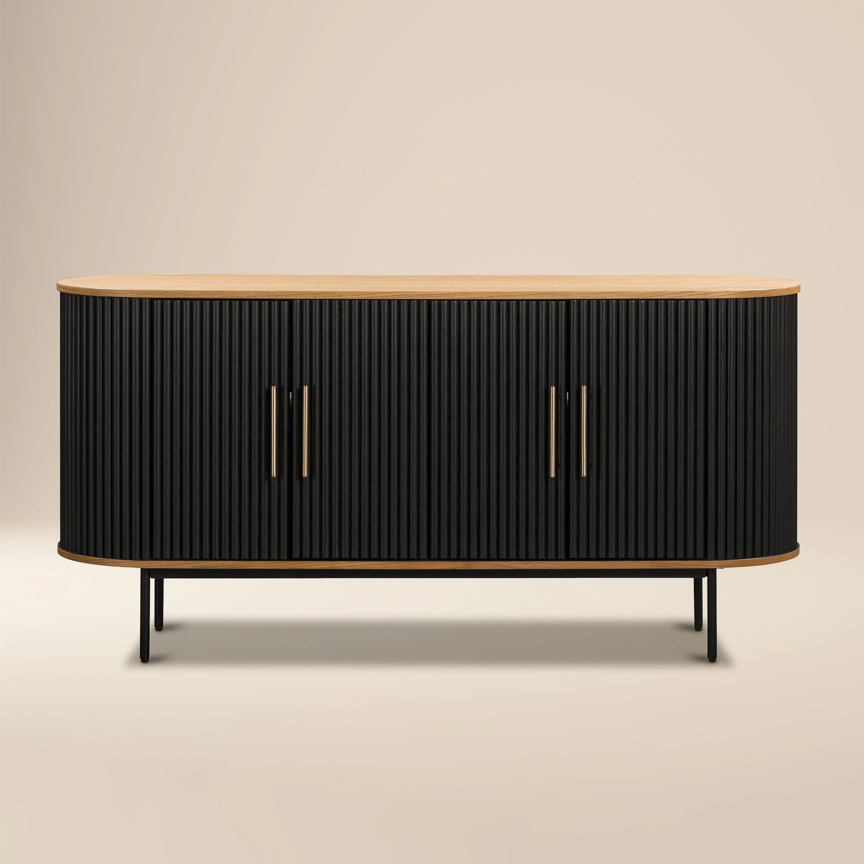 Modern Black Sideboard with Storage for Dining Room or Entryway