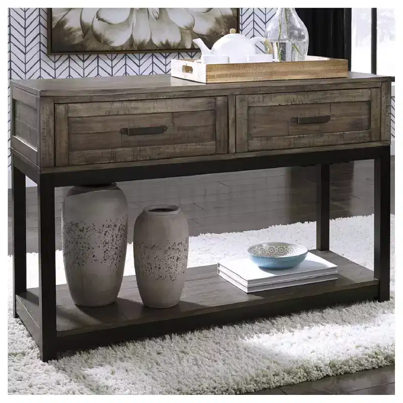 Johurst 2 Drawer Sofa/Console Table, Grayish Brown