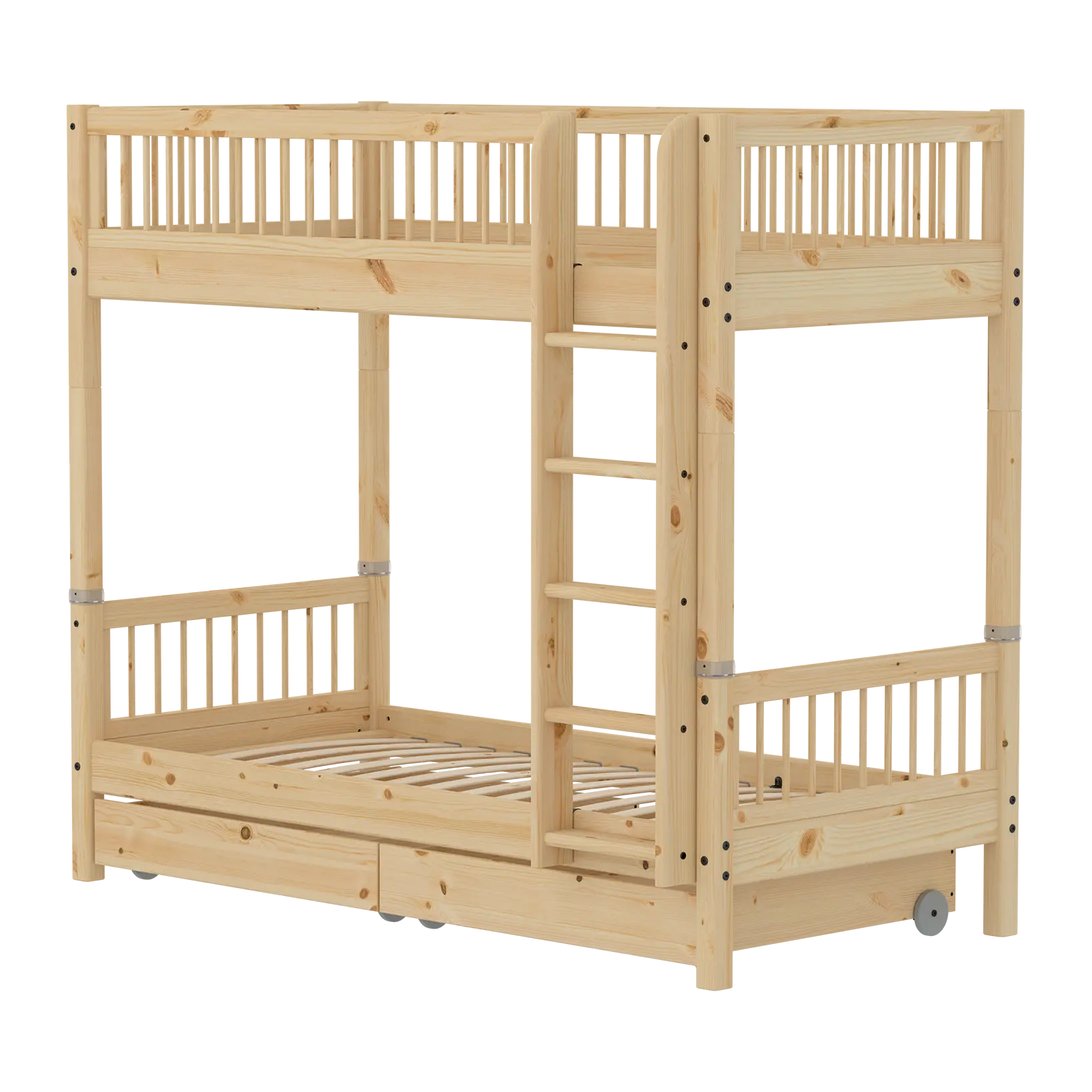 High Bunk Bed with Storage, 90x200 cm, Pine