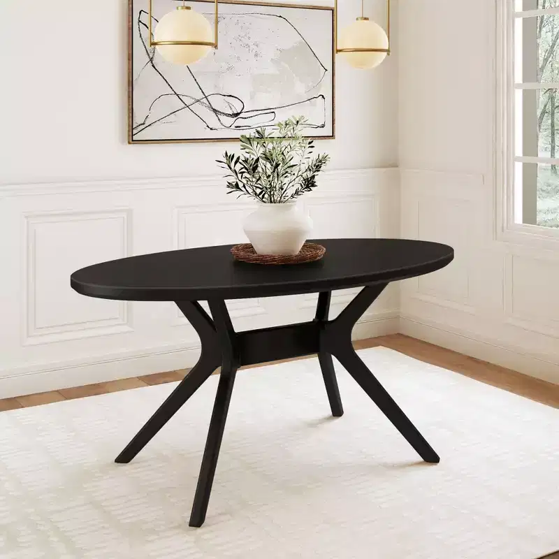 Oval Solid Pine Dining Table for 4, Natural Wood Finish