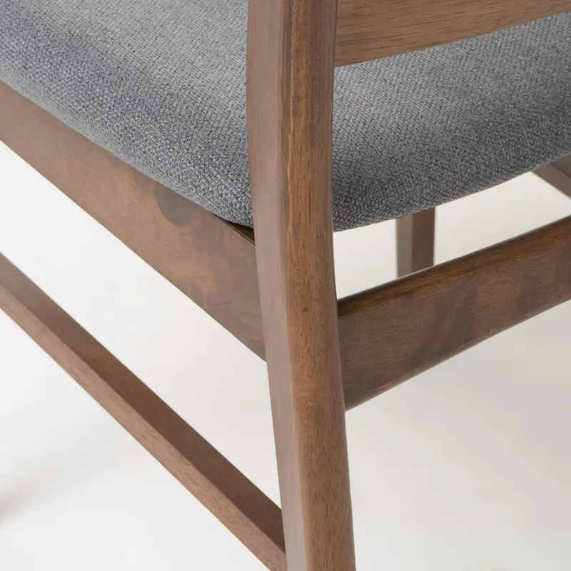 Mid-Century Modern Upholstered Rubberwood Dining Chair (Set of 2)