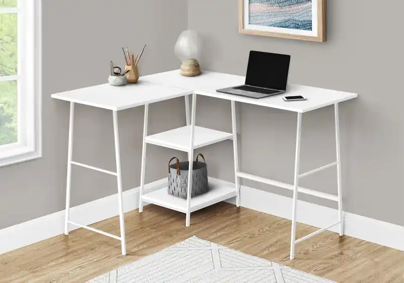 42 L-Shaped Office Desk with Shelves