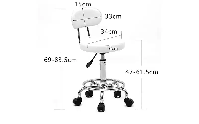34 Swivel Bar Stool - 360 Rotating Chrome Stool with PU Leather Seat for Salon, Kitchen & Home Deco