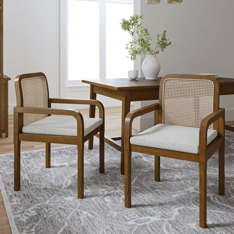 Antoine Modern Ratten Back Dining Chair with Removable Cushion by HULALA HOME