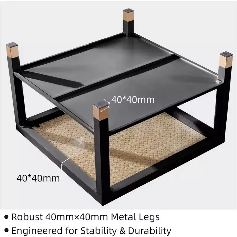 Everett Gold Mesh Glass Coffee Table with Metal Frame