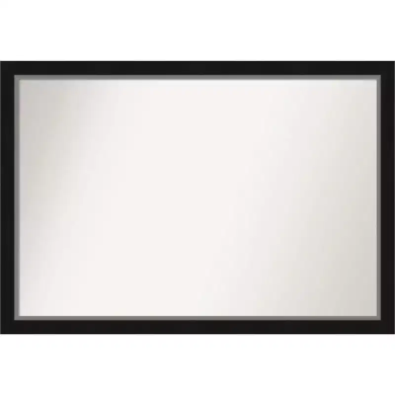 39 x 27 Non-Beveled Eva Narrow Bathroom Wall Mirror Black - Amanti Art: Modern Rectangular, Polystyrene Frame, Wall Mounted