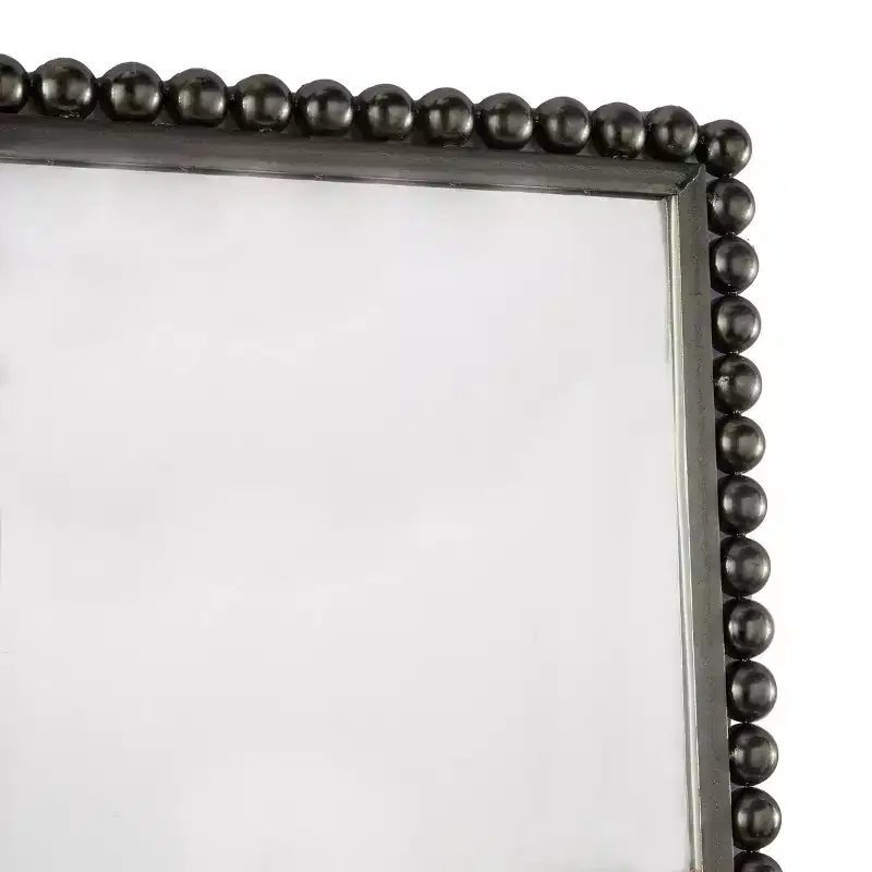 Metal Wall Mirror with Beaded Detailing