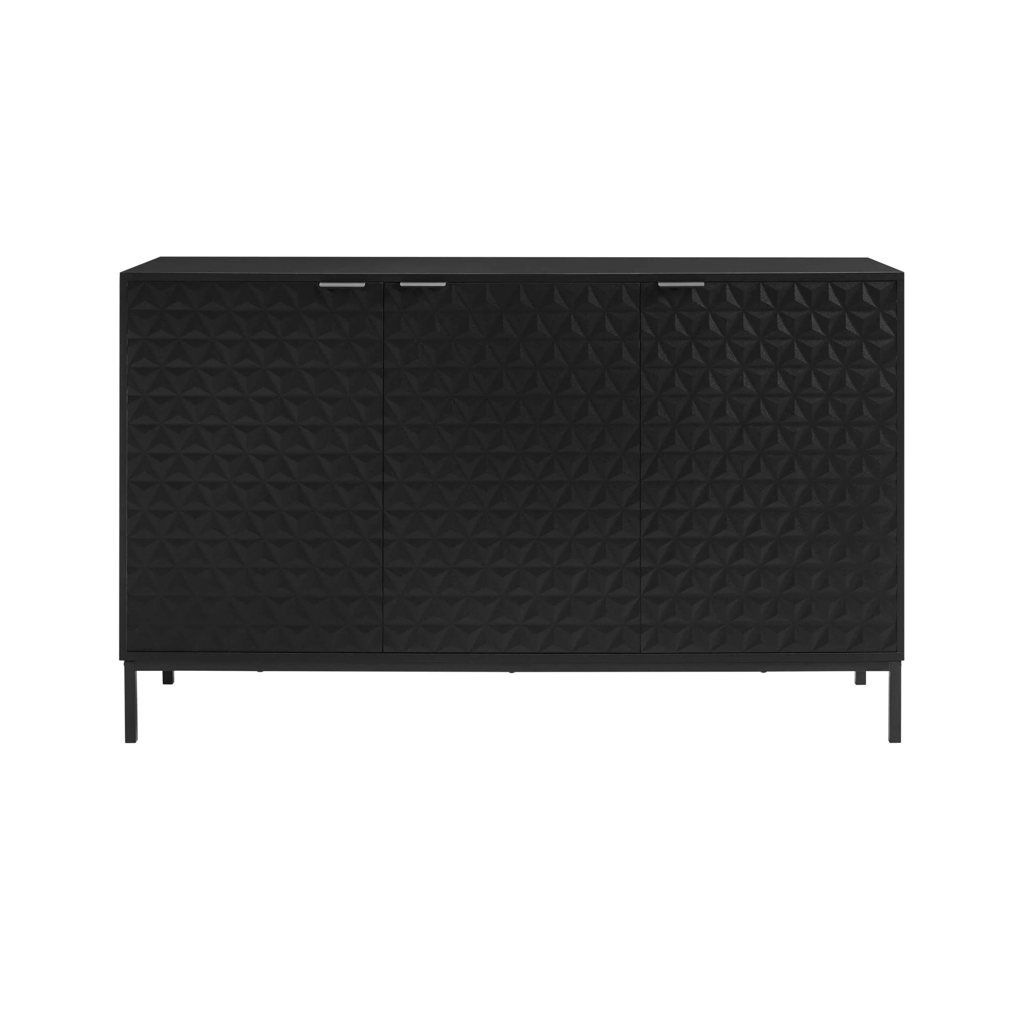 Contemporary Black Painted Sideboard with Geometric Pattern for Living Room