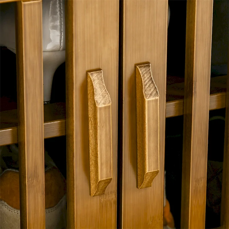 Bamboo Shoe Bench with Seating Cushion and Hidden Compartment