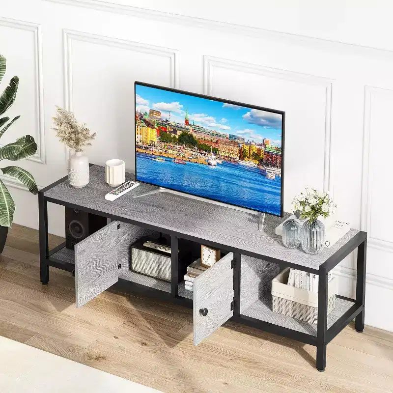 Rustic Brown 65 Inch TV Stand, Farmhouse Style Cabinet with Storage for TVs up to 75 Inch, Ideal for Living Room