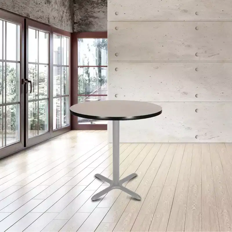 36" Bennet Collection Round with X Base Dining Table Gray/Gray Nebula