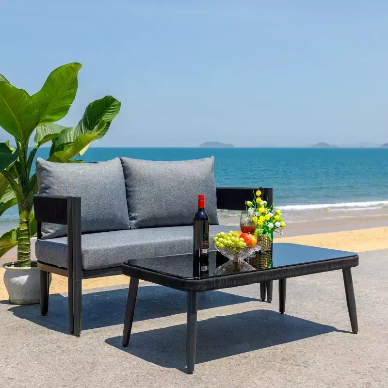 Viola Bench+Table Patio Set - Indoor/Outdoor - PAT7751 - Safavieh