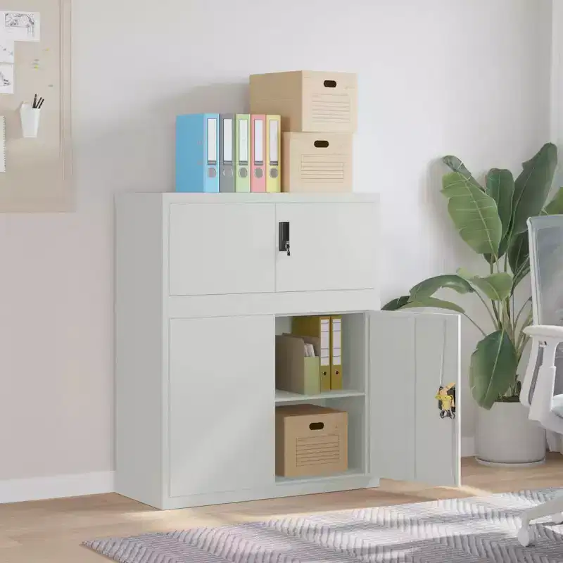 vidaXL File Cabinet Light Grey Powder-Coated Steel 35.4 x 15.7 x 43.3 in