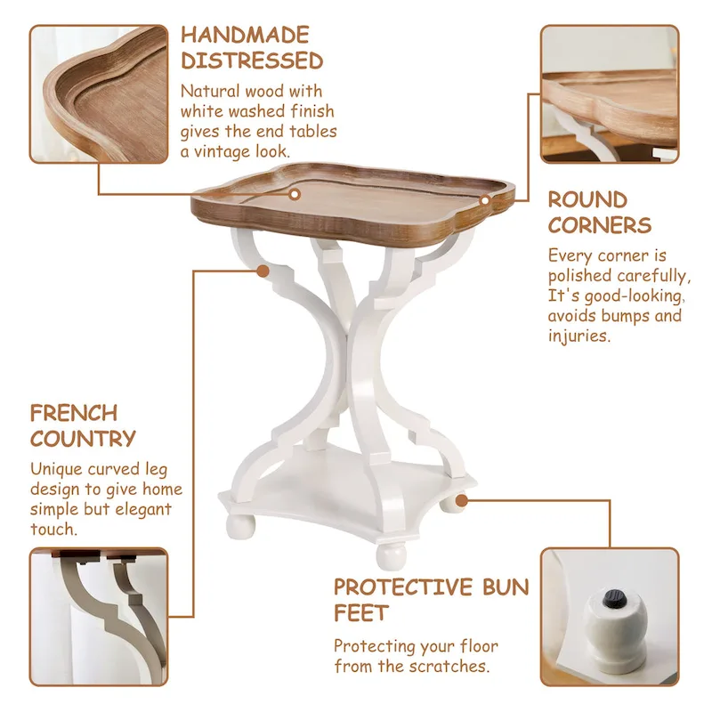 Rustic Farmhouse Tray Top End Table