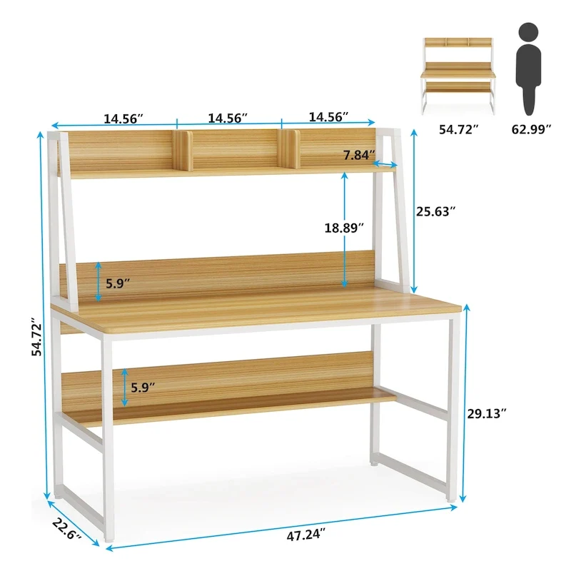 Computer Desk with Hutch and Bookshelf