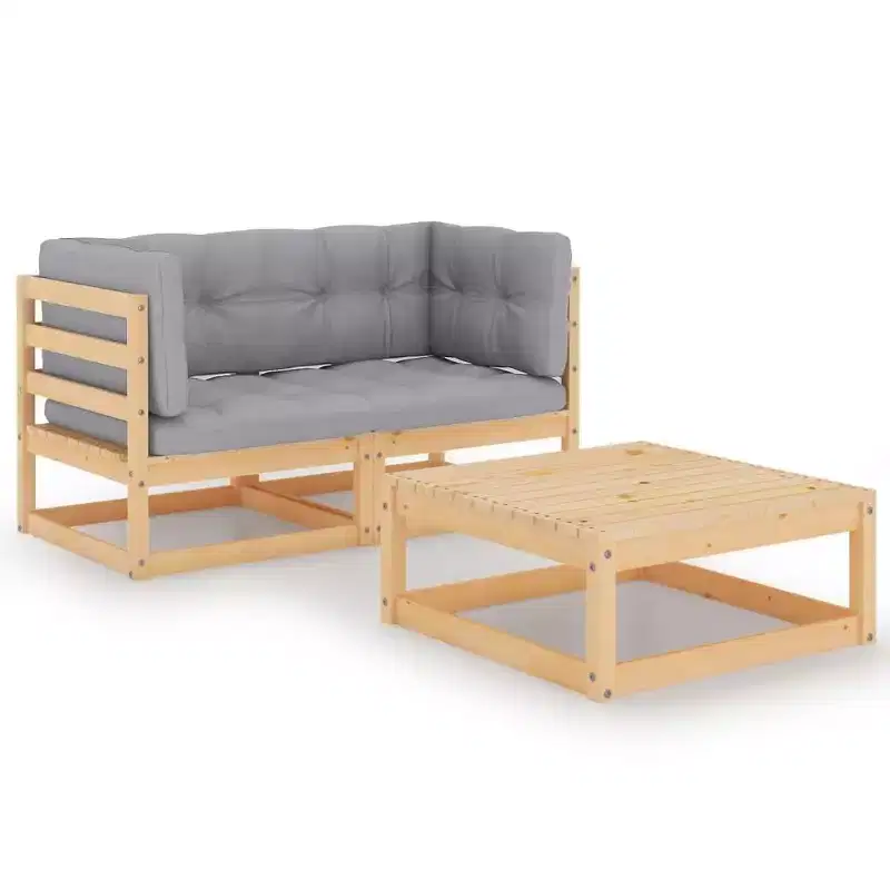 vidaXL Garden Lounge Set Solid pine wood, fabric (100% polyester)