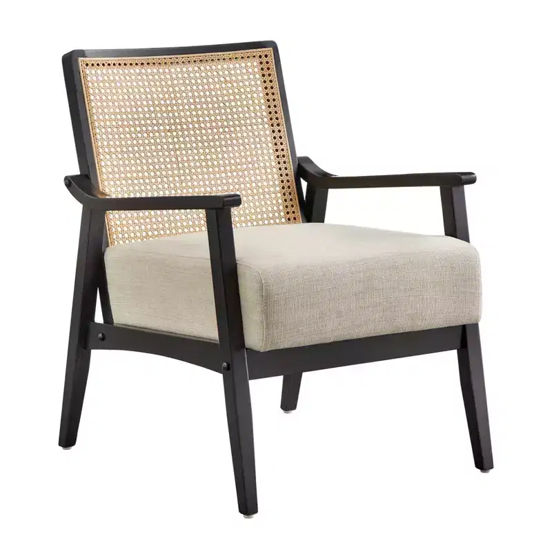 Lifestorey Hannah Solid Wood Cane Back Accent Chair