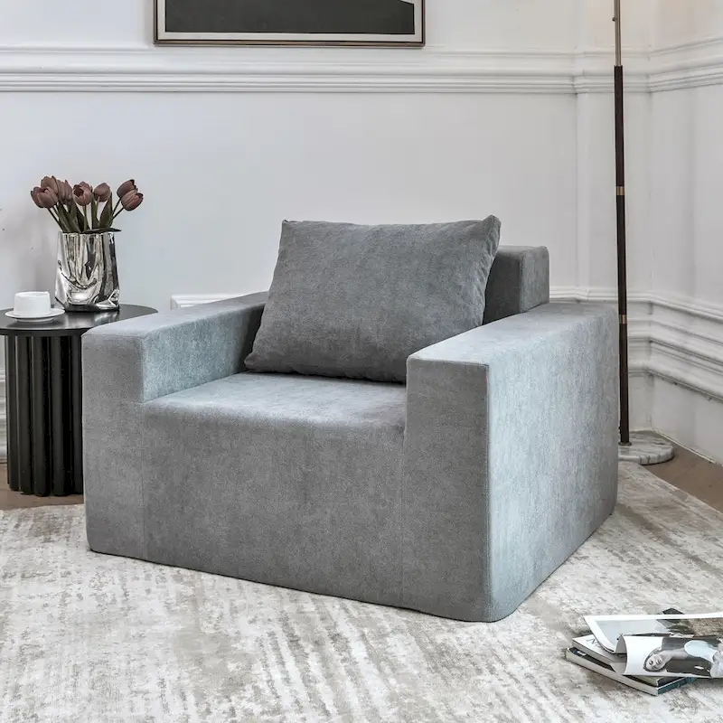 Plain Grey Modern 40.2 Accent Chair with Pillow