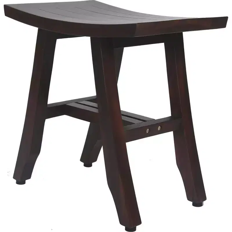 18 Dark Brown Teak Rectangular Shower Bench
