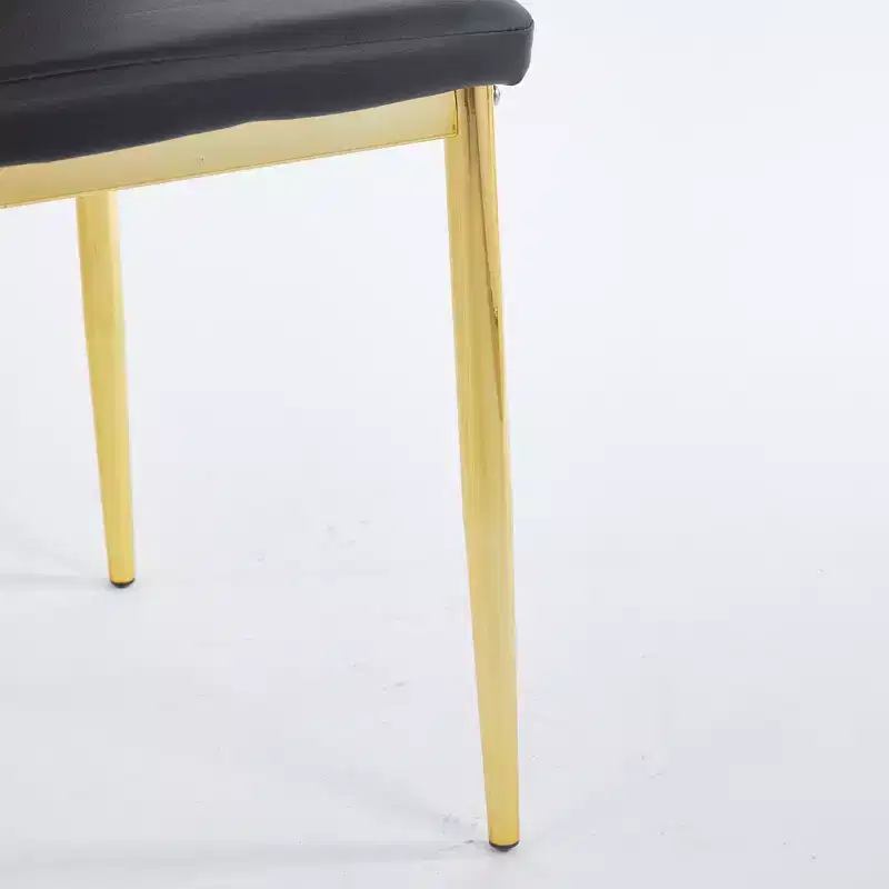 Set of 4 Dining Chairs with Golden Color Legs and Black Seats, Comfortable and Durable