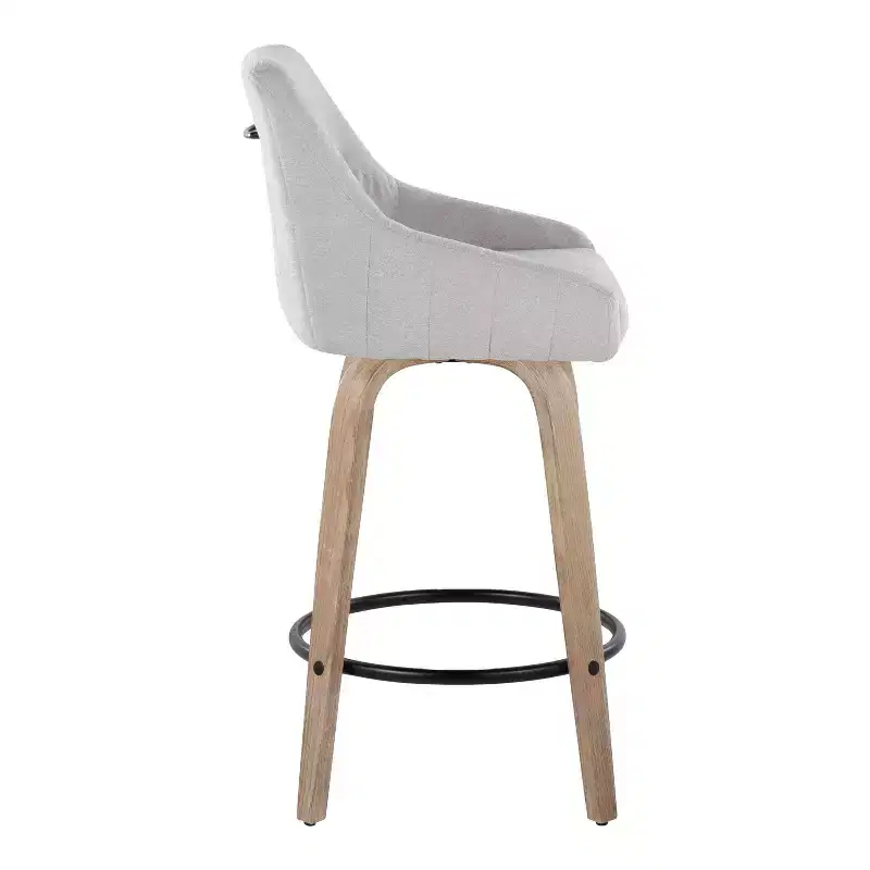 LumiSource Set of 2 Hannah Counter Height Barstools Whitewashed Wood