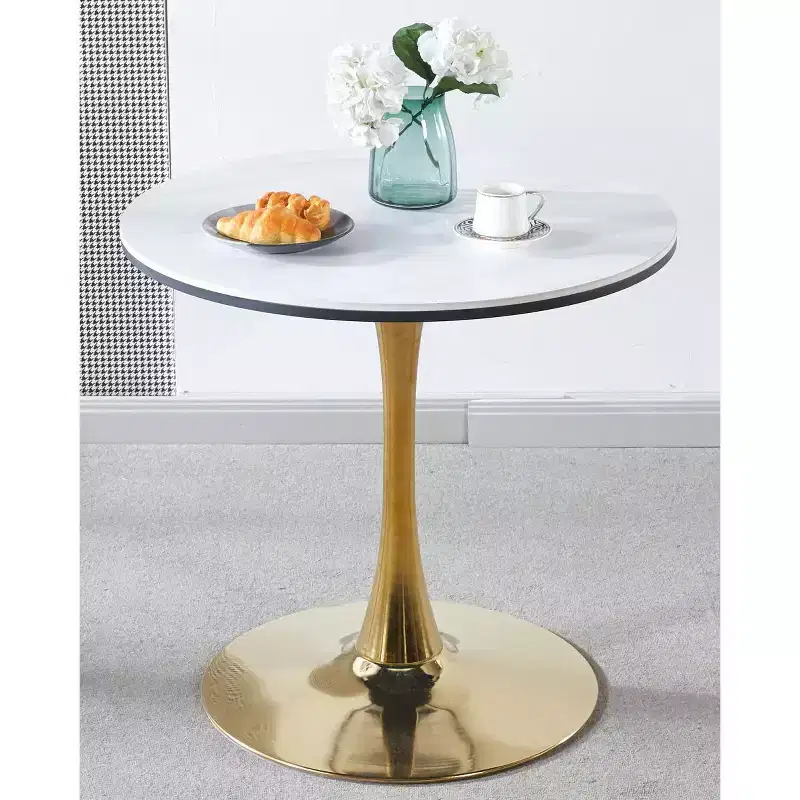 White Round Pedestal Coffee Table, Tulip Style