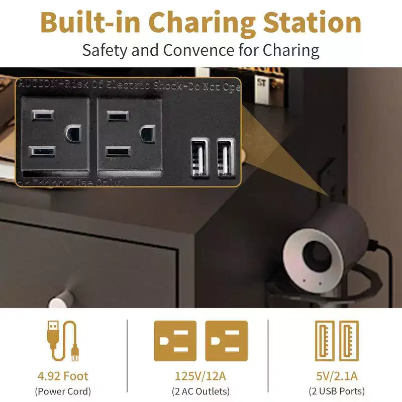 Karl Home Makeup Vanity Set with LED Lights and Power Outlets