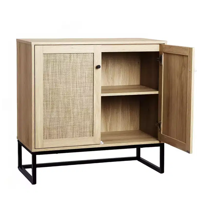 Sideboard Cabinet, Boho Rattan Buffet Storage Cabinet, Entryway Accent Table for Living Room Hallway Kitchen