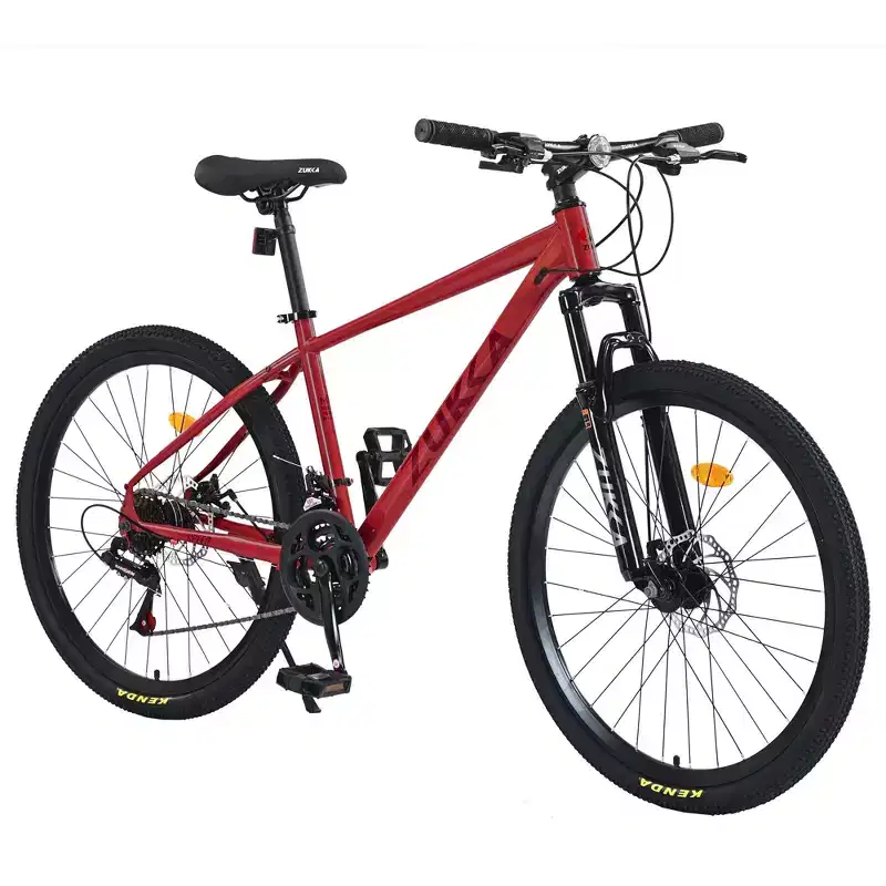 NAYSAYE Bicycle Mountain Bike 24 Speed Steel Frame with Suspension Fork for Adults, Red, 65.75*24.41*37