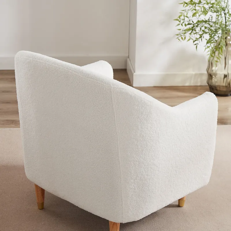 VANOMi 28.34W Set Of 2 Accent Armchair, Velvet Barrel Chair with Solid Wood Legs