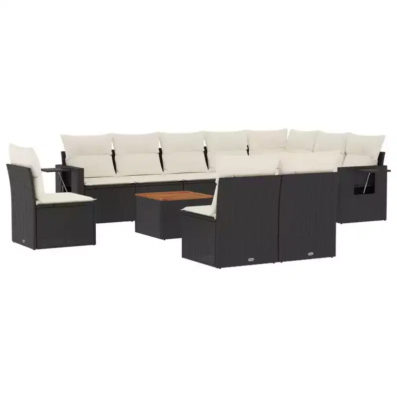vidaXL Garden Sofa Set Black PE Rattan Large Seats Many