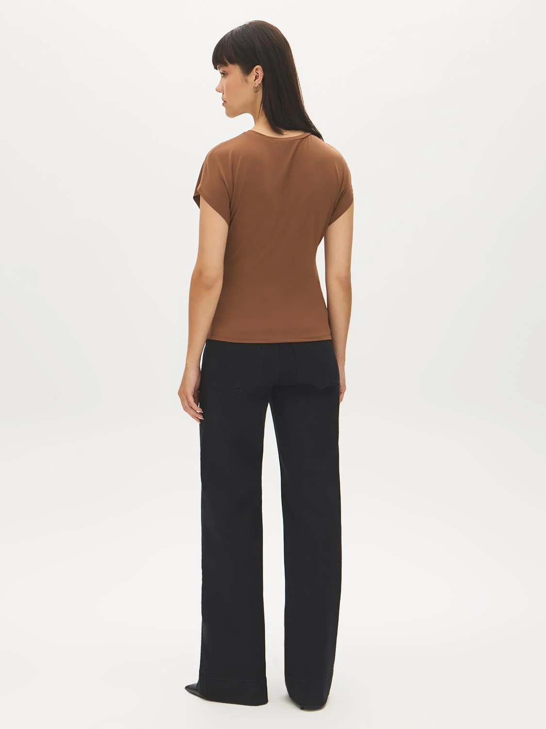 Dolman Sleeve Top With Side Pleats