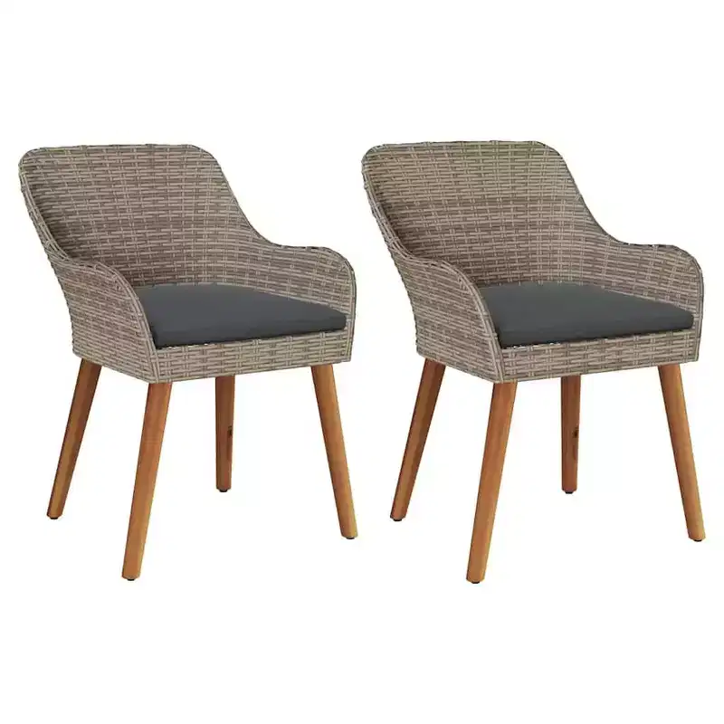 vidaXL Garden Chair 2 pcs 62.5 x 55 x 82 cm Poly Rattan