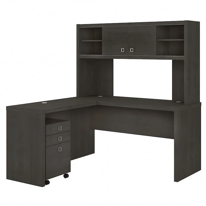 Echo L Shaped Desk with Hutch and Drawers