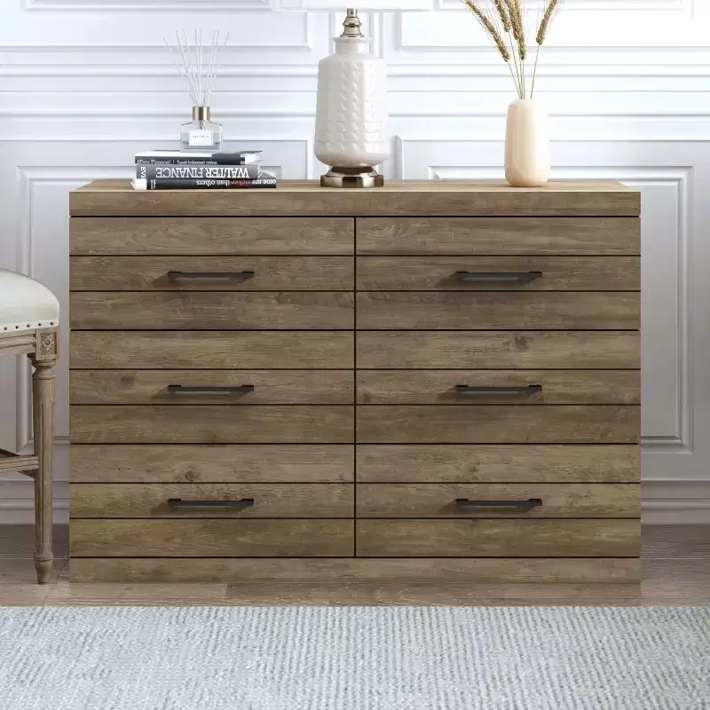 Galano Hamsper 6 Drawer Dresser (Interlock) - Knotty Oak