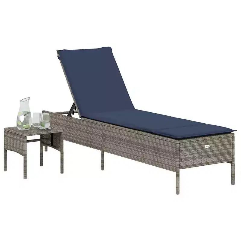 vidaXL Patio Sun Lounger PE rattan Single Multi-Position Backrest