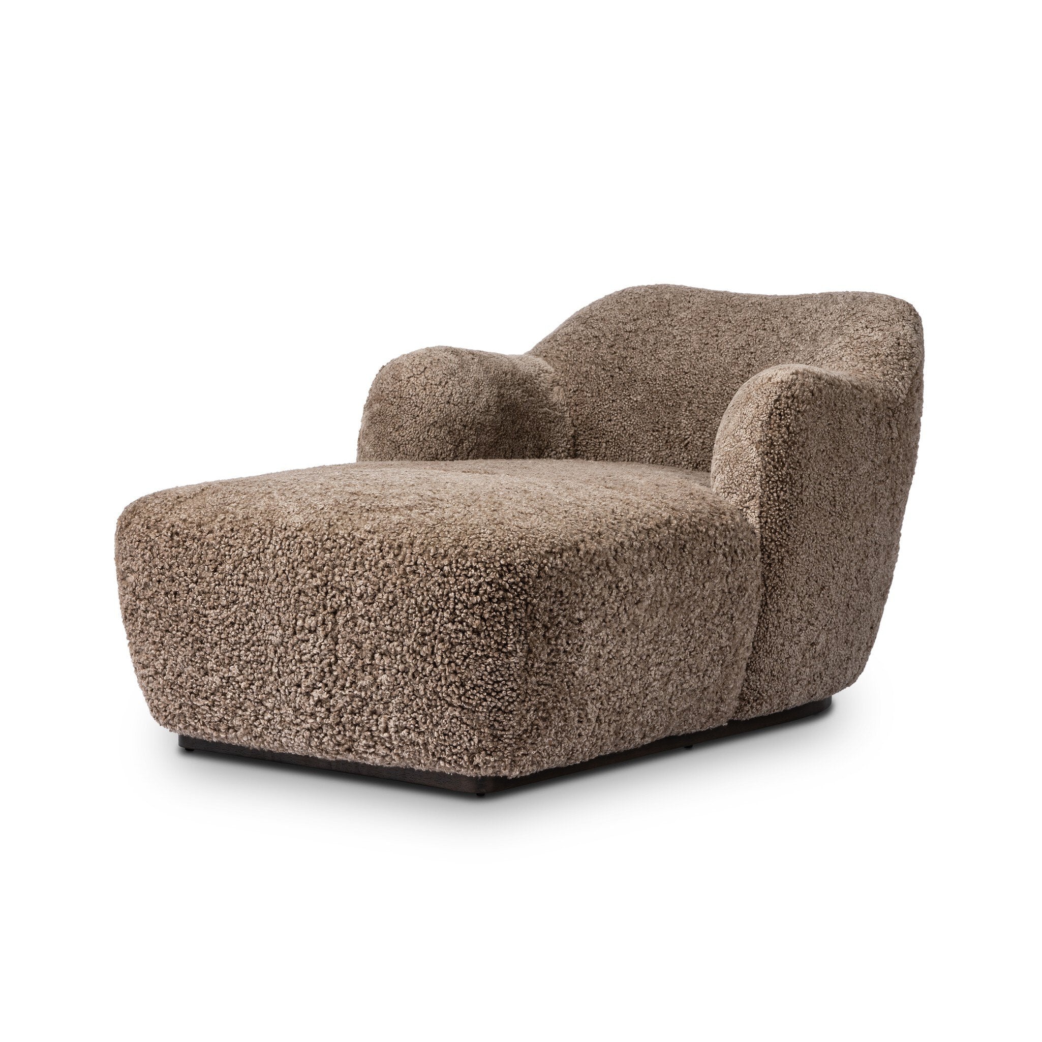 Warm Latte Faux Shearling S-Spring Enveloped Frame Lounge Chaise