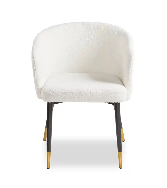 Gem Dining Chair with Boucle Fabric & Gold Accent
