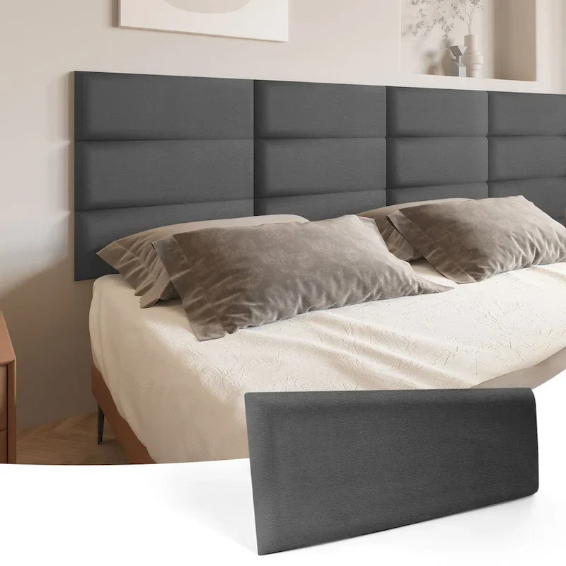 Art3d 9.84 x 23.62 Peel and Stick Headboard,Pack of 12, 3D Soundproof Wall Panels, Upholstered Wall Panel