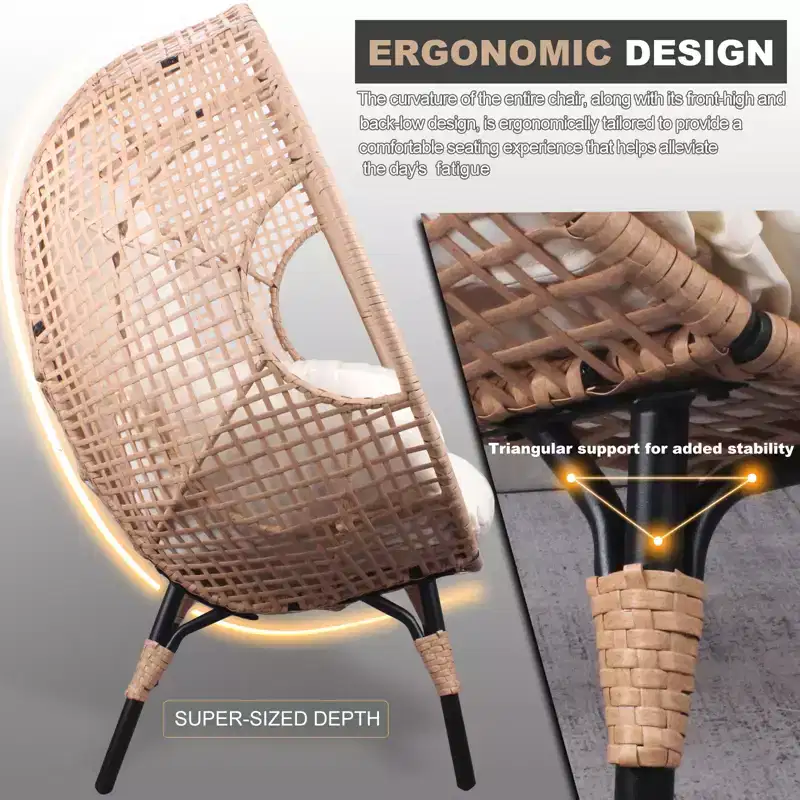 GDFStudio Larkin Modern Galvanized Steel and Polyester Upholstered Egg Chair