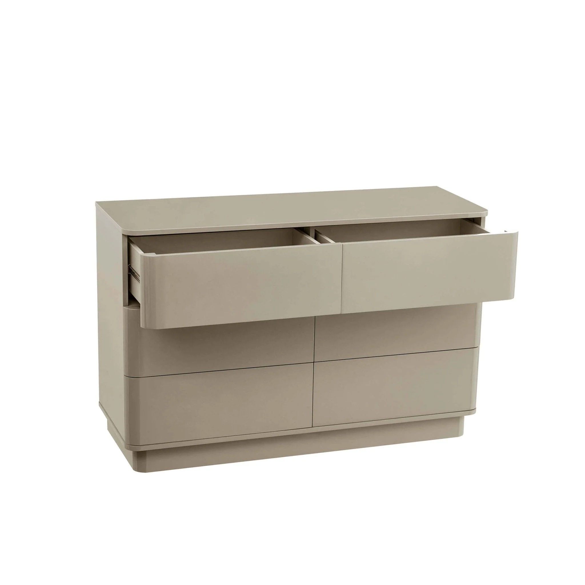 High Gloss 6 Drawer Chest - Taupe