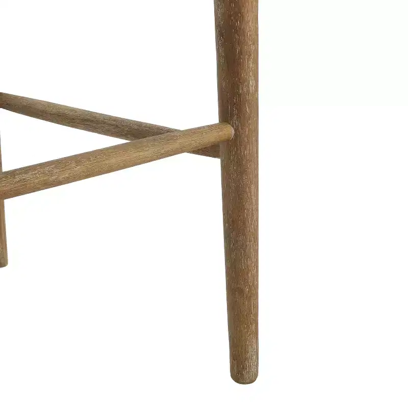 GDFStudio Wracy Upholstered 30 Rattan Back Rubber Wood Frame Barstool with Footrest, Light Brown