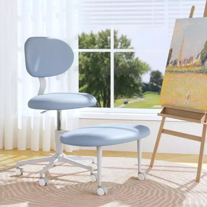 Pinmoco Ergonomic Criss Cross Chair with Wheels, Armless Home Office Chair for Small Spaces, Enhanced Back Support, Adjustable Height