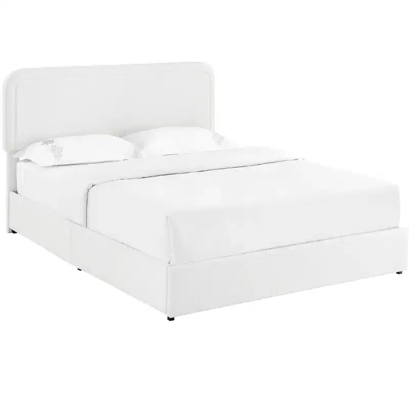 Modern Boucle Upholstered Queen Size Bed